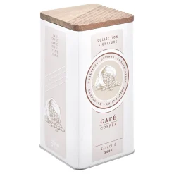 Lata para café beige de metal con tapa