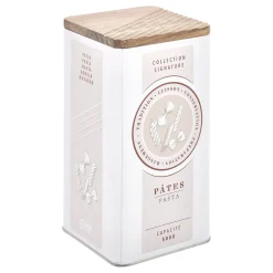 Lata para pasta beige de metal con tapa