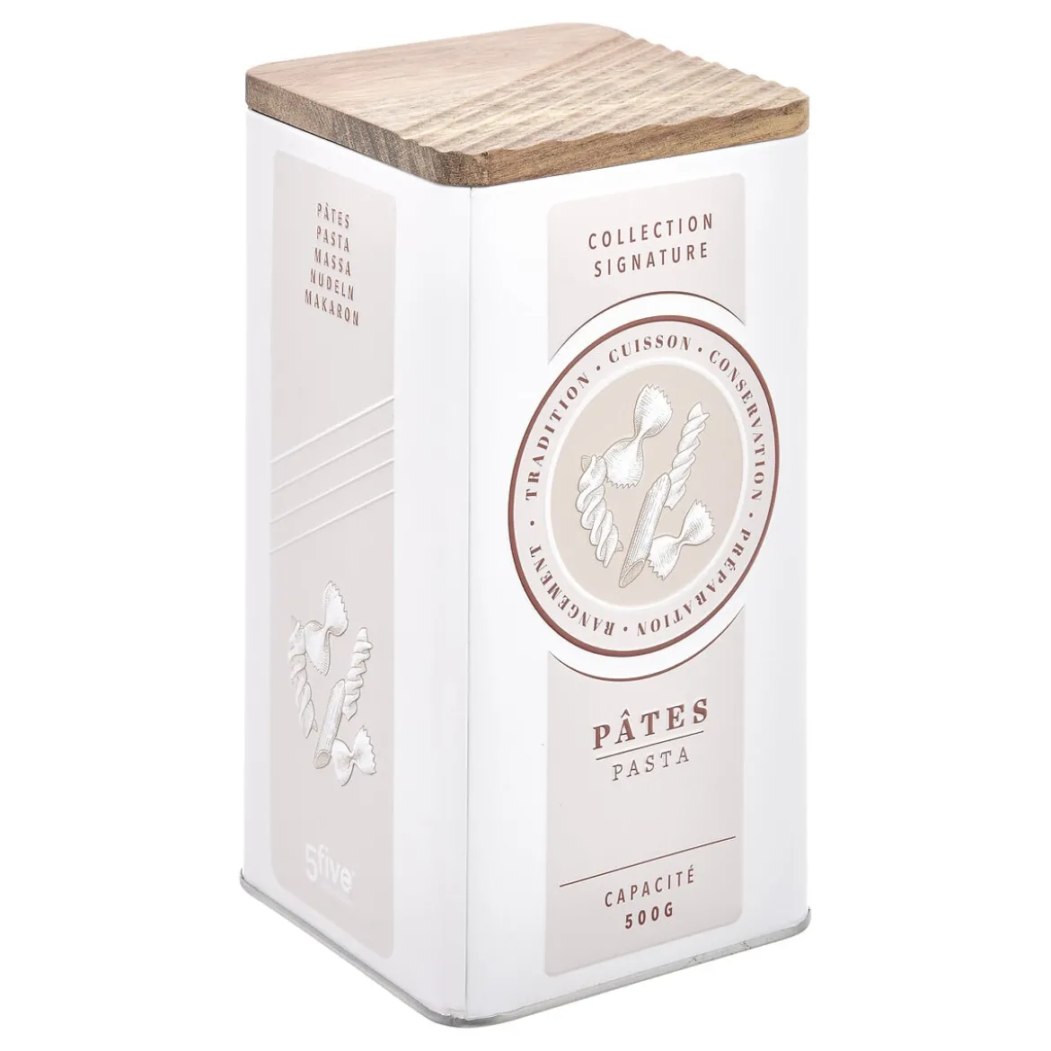 Lata para pasta beige de metal con tapa