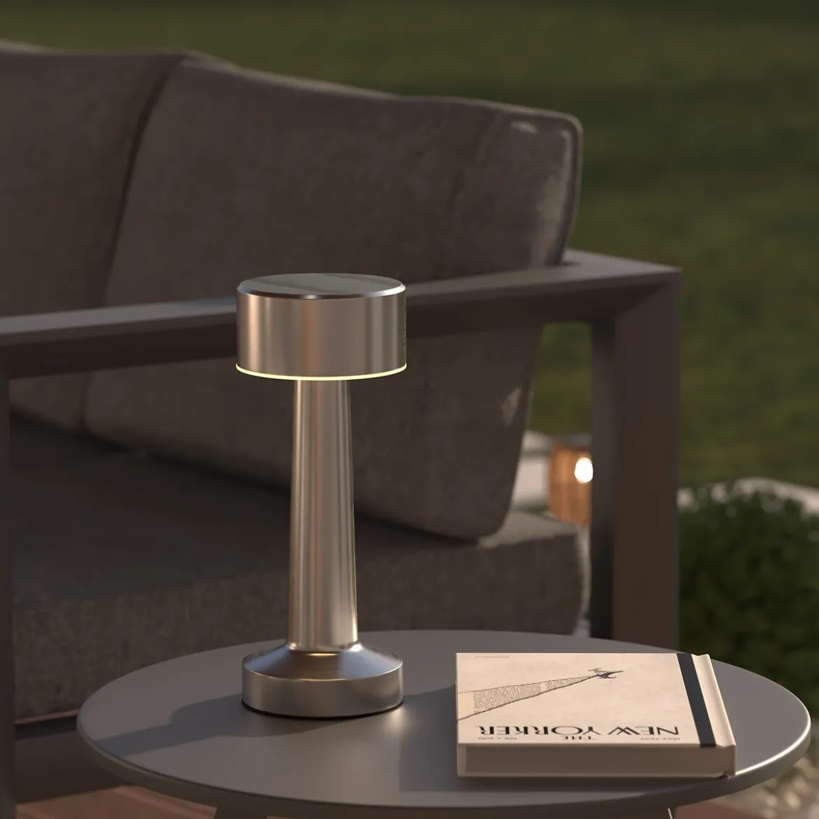 Lámpara de exterior USB HALTO inox plateado