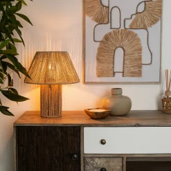 Lámpara De Mesa Adria Beige De Cuerda