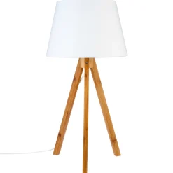 Lámpara De Mesa Bahi Blanca Bambú 55Cm