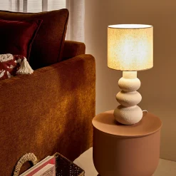 Lámpara de mesa beige de cerámica 42 cm