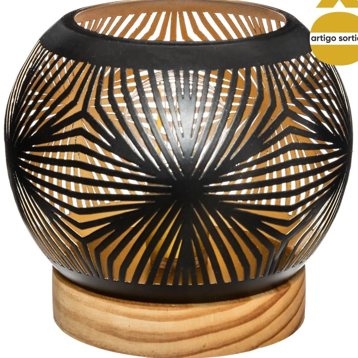 Lámpara De Mesa Bola Negra 14.5X13.5Cm