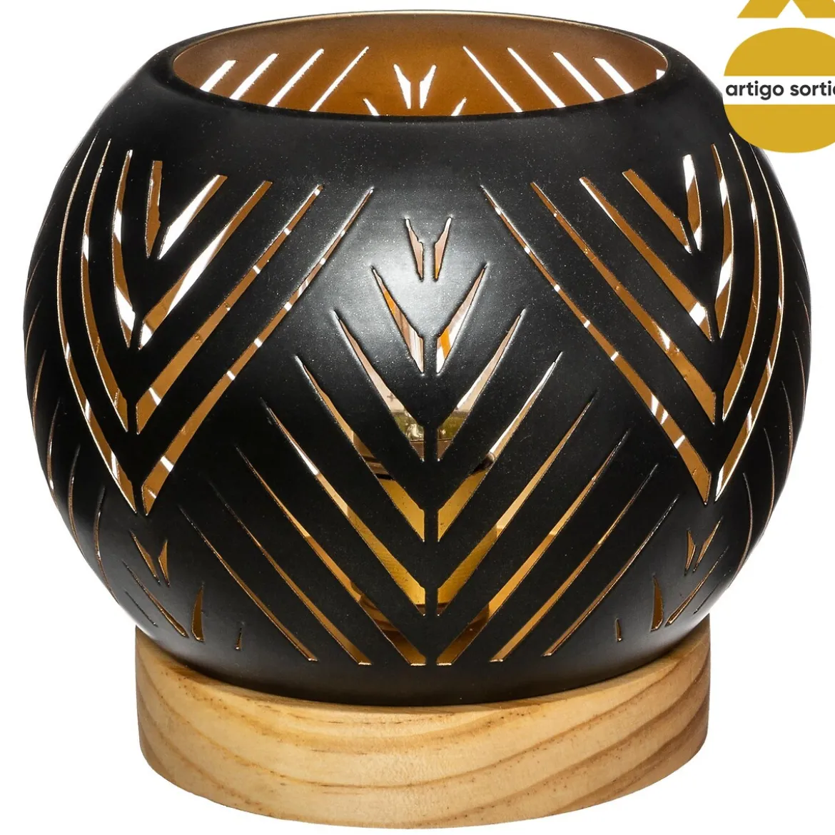 Lámpara De Mesa Bola Negra 14.5X13.5Cm