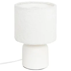 Lámpara De Mesa Bona Con Pantalla De Piel Bouclé