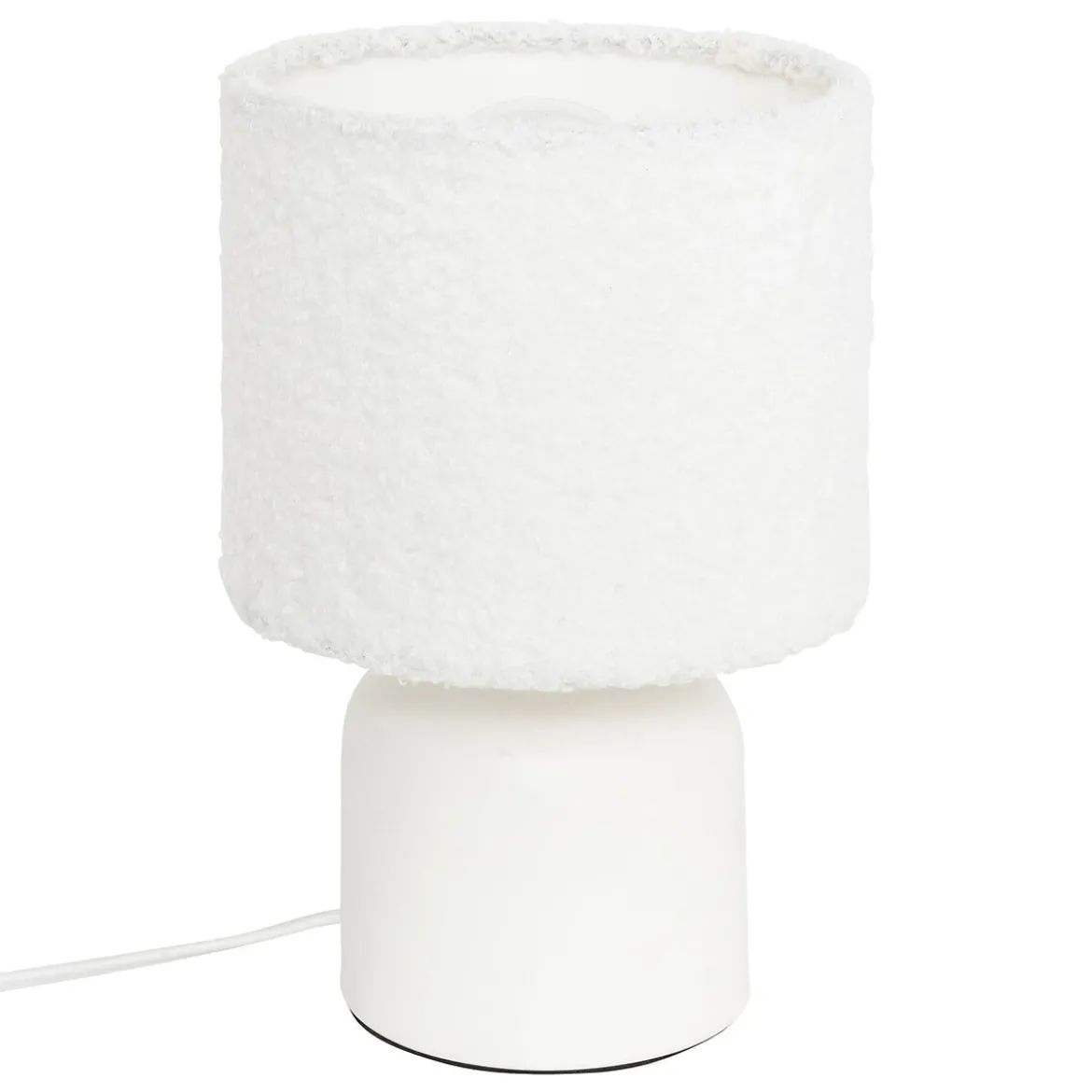 Lámpara De Mesa Bona Con Pantalla De Piel Bouclé