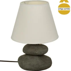 Lámpara De Mesa Cerámica 3 Piedras 30Cm