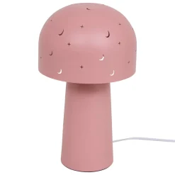 Lámpara de mesa champiñon rosa de metal 27x16cm