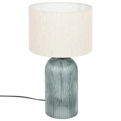 Lámpara De Mesa De Vidrio Azul Mati