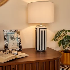 Lámpara de mesa negro y blanco de cerámica 50cm