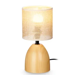 Lámpara de mesa ovalada efecto madera 28.5cm