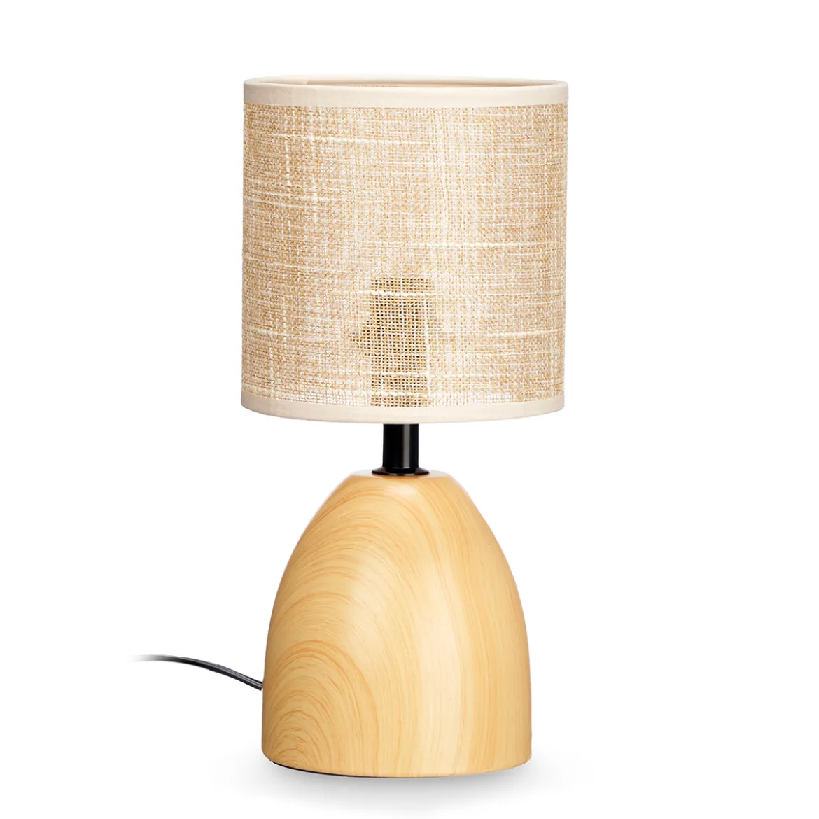 Lámpara de mesa ovalada efecto madera 28.5cm