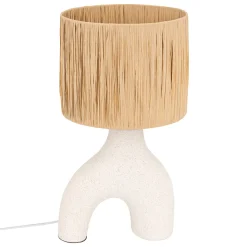 Lámpara de mesa TANIA de cerámica y rafia