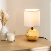 Lámpara De Mesa Timeo Dorada De Cerámica