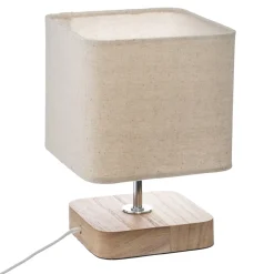 Lámpara de mesa TOXEY marfil de madera de pino