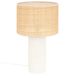 Lámpara de mesa TYLIA blanca y beige de cerámica