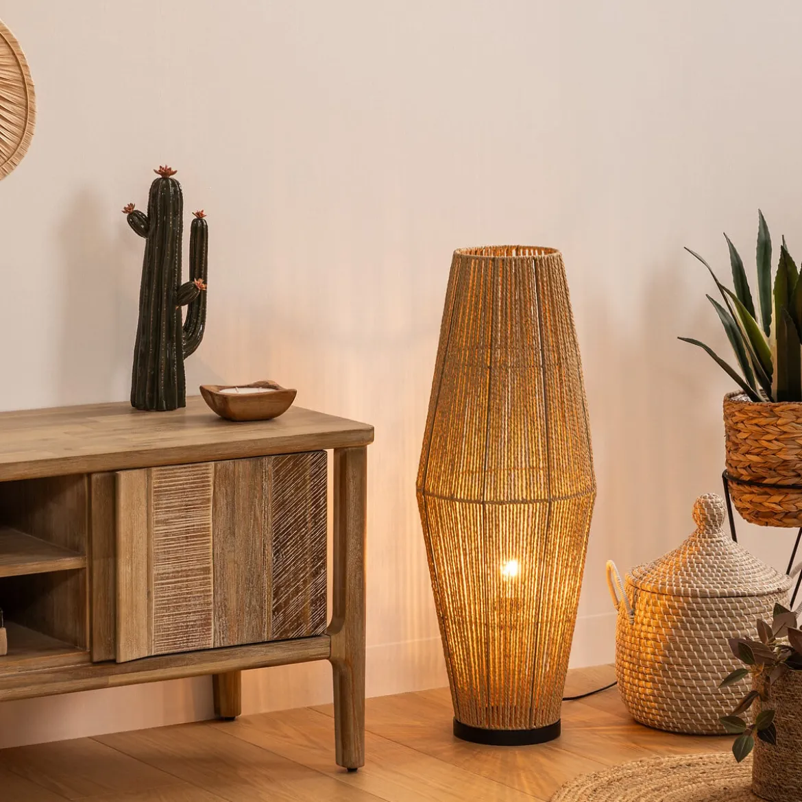 Lámpara De Pie Aissa Beige De Mdf 83Cm