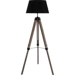Lámpara De Pie Runo Negra Trípode 145Cm