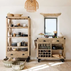 Lámpara De Techo Kery Beige De Rattan