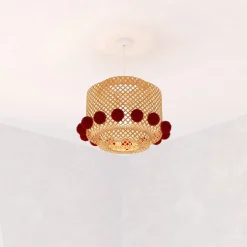 Lámpara De Techo Liby Con Pompones 28cm