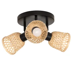 Lámpara techo LIO beige efecto ráfia 3 bombillas