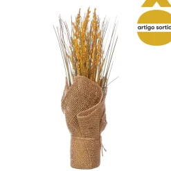 Maceta bolsa de rafia con planta artificial