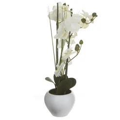 Maceta Cerámica Blanca C/Orquídea 53Cm