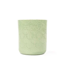 Maceta Cerámica Hojas Verdes 15x17.5Cm