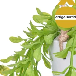 Maceta colgante con planta artificial verde