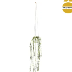 Maceta colgante con planta artificial verde