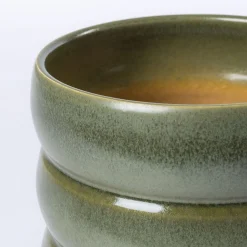 Maceta De Cerámica Ondulada Verde 16cm