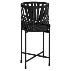 Maceta Decorativa Con Hojas Metálica Con Soporte
