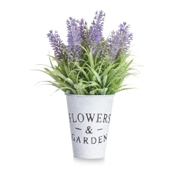 Maceta De Metal C/Lavanda Artif. 22 Cm