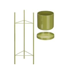 Maceta de metal verde 19x45cm