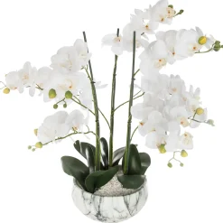 Maceta Efect.Mármol C/Orquídea 25x65Cm