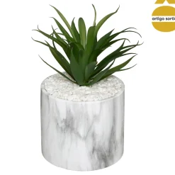 Maceta Efecto Mármol C/Planta Art.18Cm