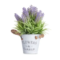Maceta Metálica Con Lavanda 25cm
