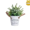 Maceta Metálica Planta Artificial 24cm