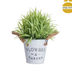 Maceta Metálica Planta Artificial 24cm