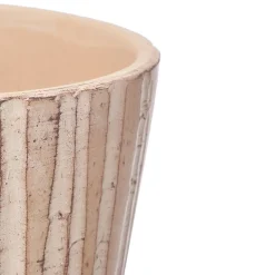 Maceta rosa de cerámica efecto madera 25cm