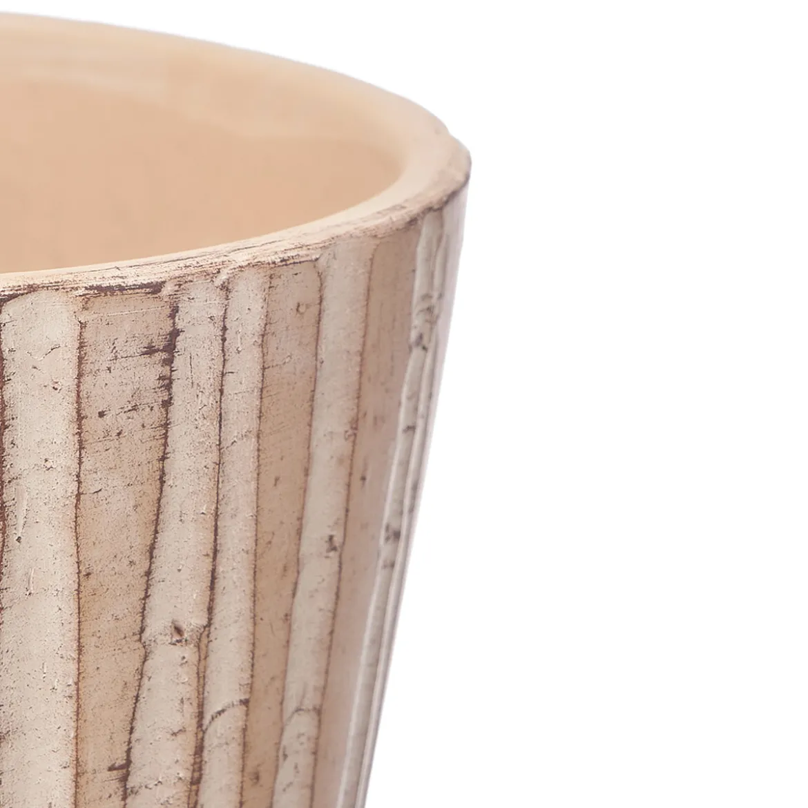 Maceta rosa de cerámica efecto madera 20cm