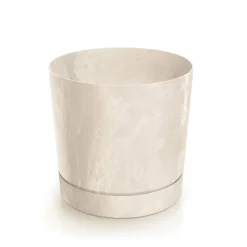 Maceta TUBO efecto cemento beige 14.7x14.8x14.8cm