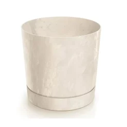 Maceta TUBO efecto cemento beige 32.6x33.8x33.8cm