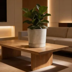 Maceta TUBO efecto cemento beige 32.6x33.8x33.8cm