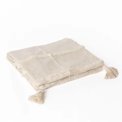 Manta AMANI beige de algodón 130x170cm