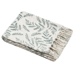 Manta ANTILLIA verde de algodón 125x150cm