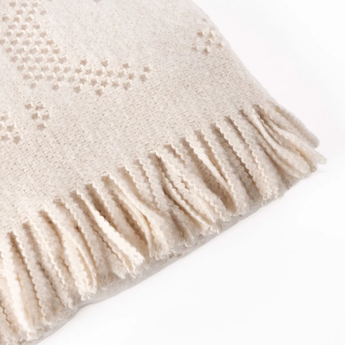 Manta con flecos LYRA beige 180x220cm