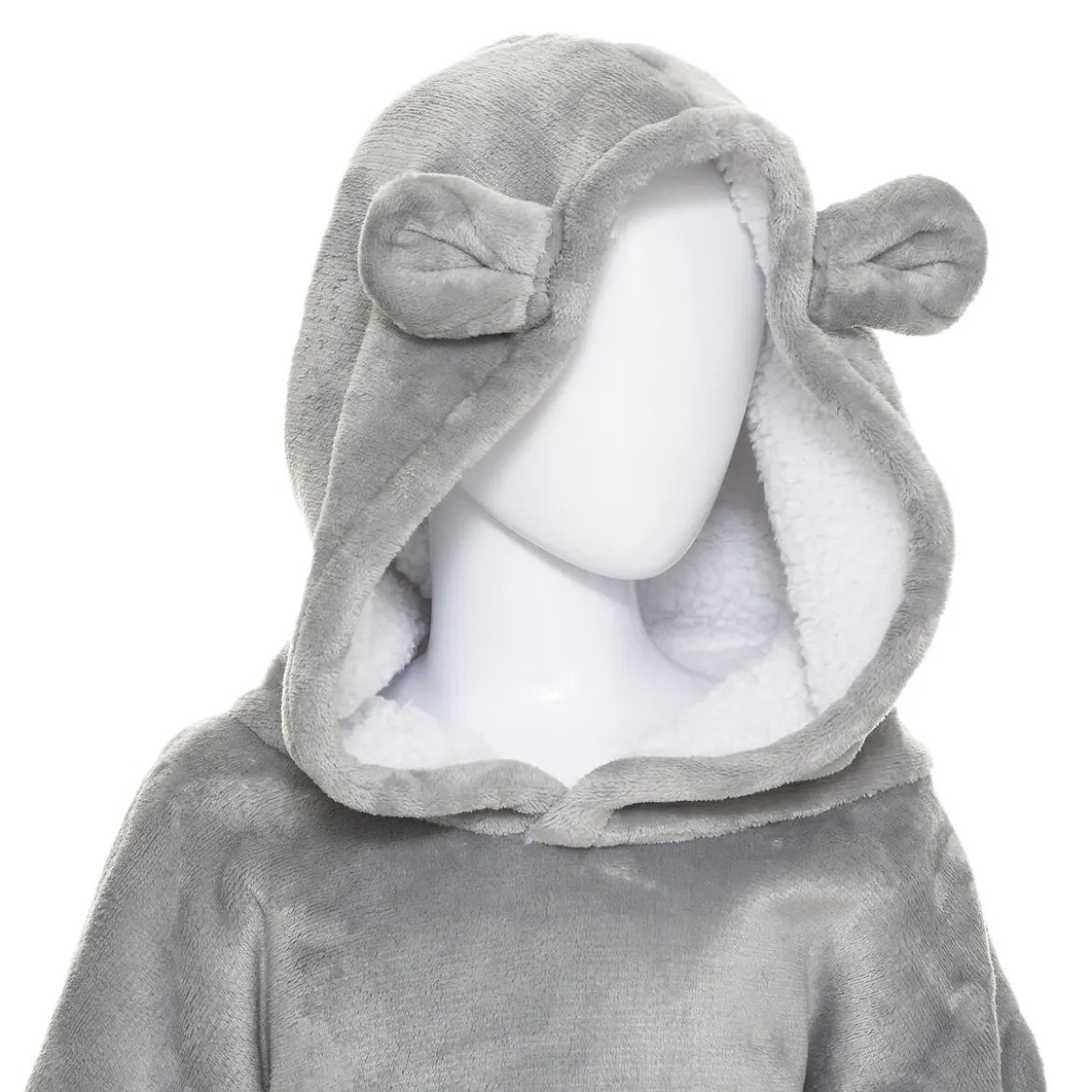Manta Sudadera Capucha Oso Gris 60x95Cm