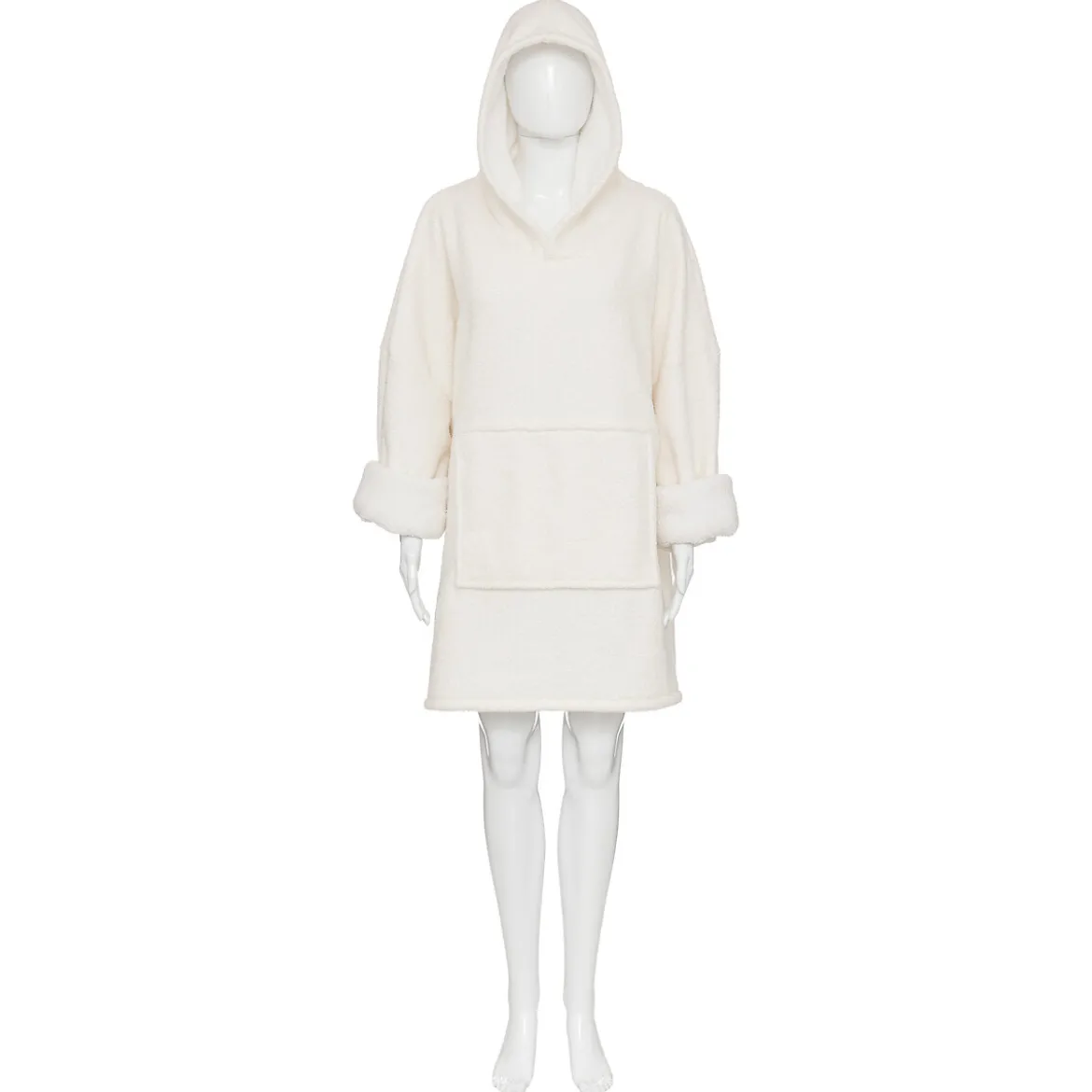 Manta Sudadera Con Capucha Bouclé Marfil
